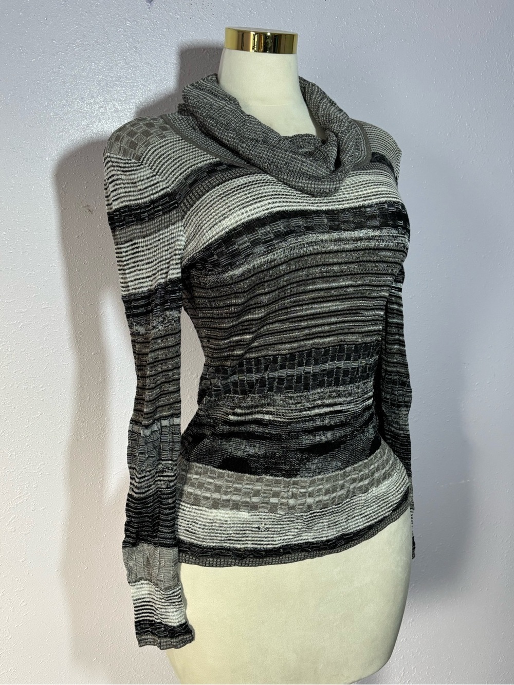 Nurture by Lamaze Black & Gray Striped Cowl Neck Sweater